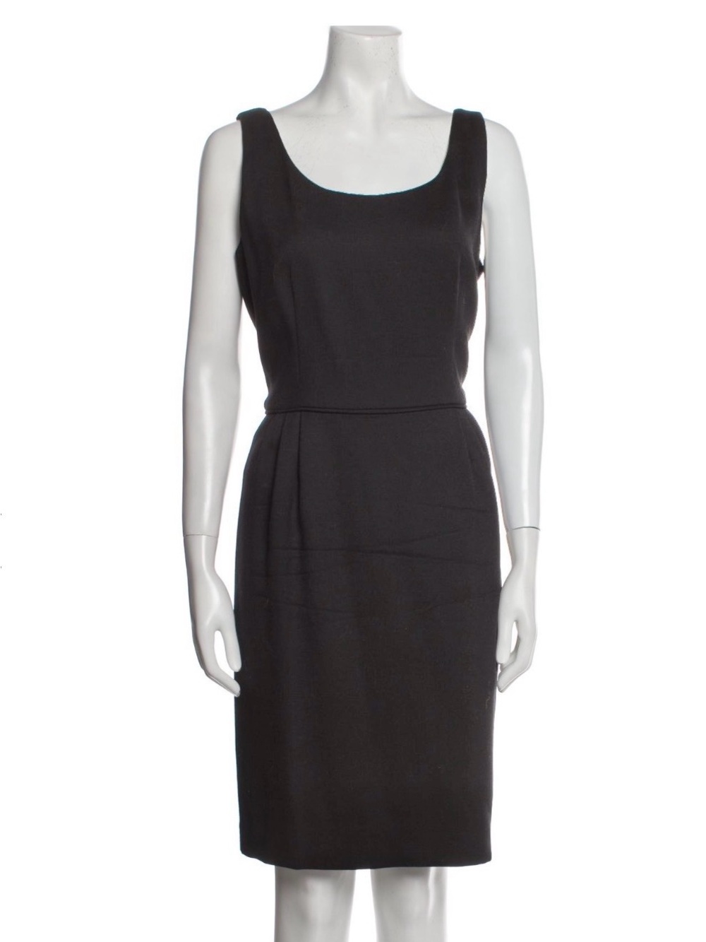 Vintage Armani Collezioni Black Stretch Virgin Wool Sleeveless Dress Size US 12